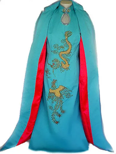 * VINTAGE ASIAN BEADED DRAGON EVENING GOWN & COAT SET WITH METAL ZIPPER & HAND STITCHING