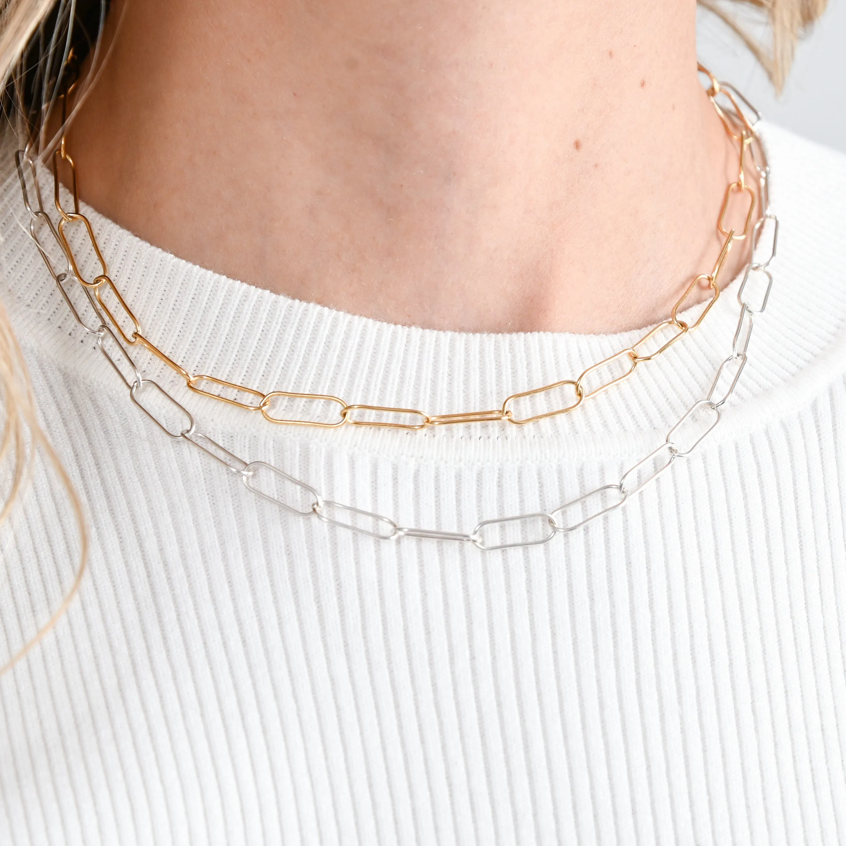 14k Gold Filled Extra Large Paper Clip Layering Chain