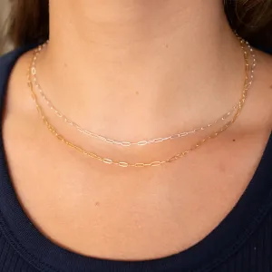 14k Gold Filled Petite Paper Clip Layering Chain