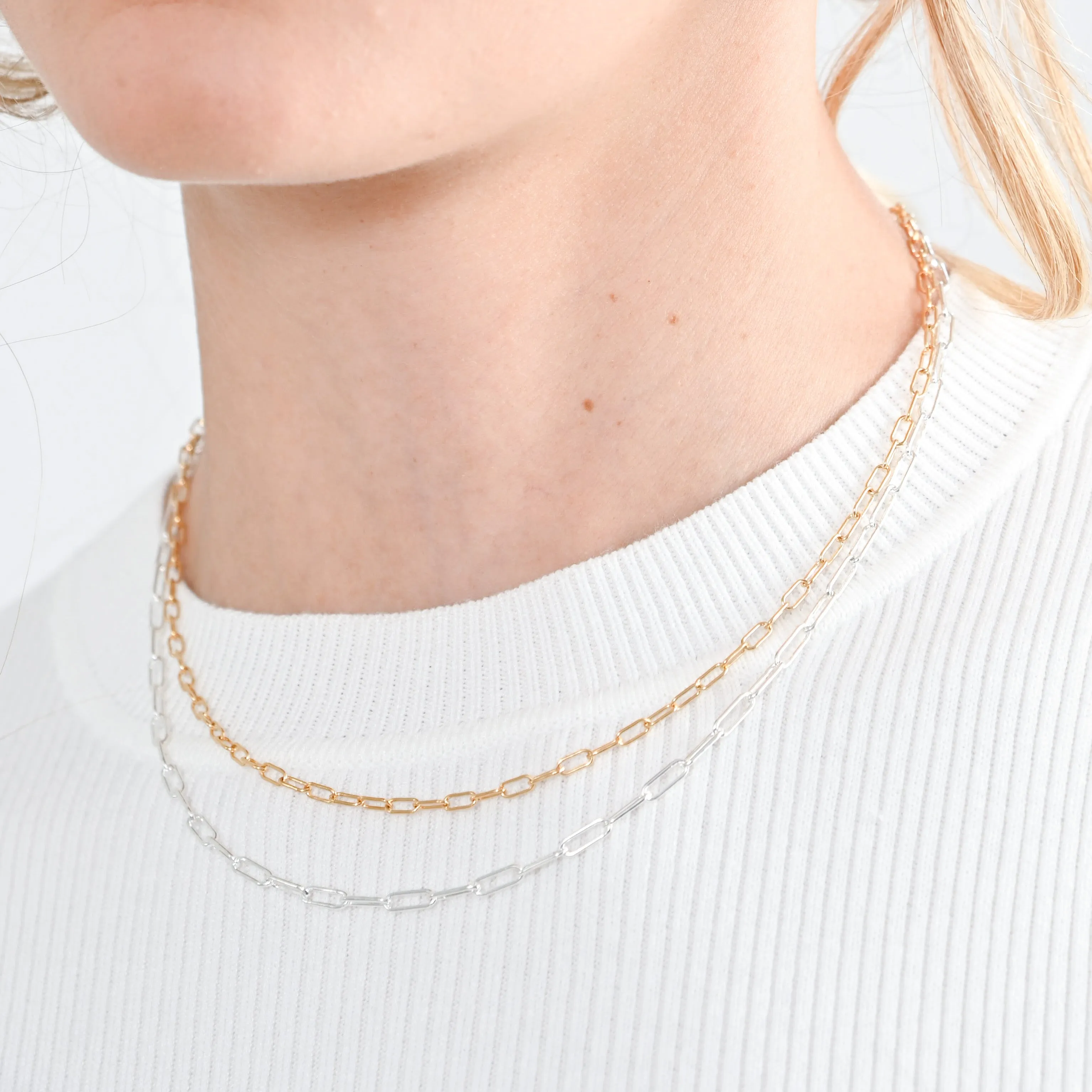 14k Gold Filled Small Paper Clip Layering Chain