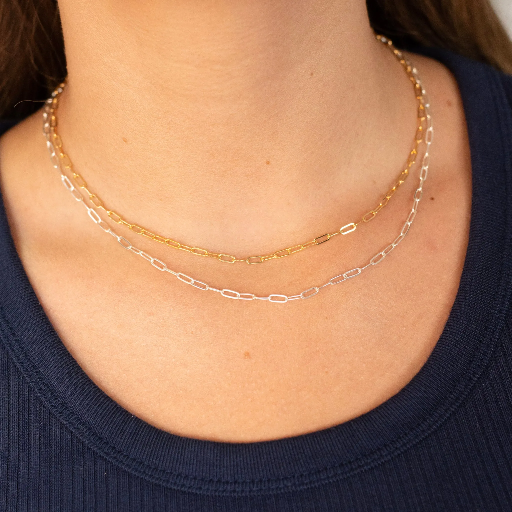 14k Gold Filled Small Paper Clip Layering Chain