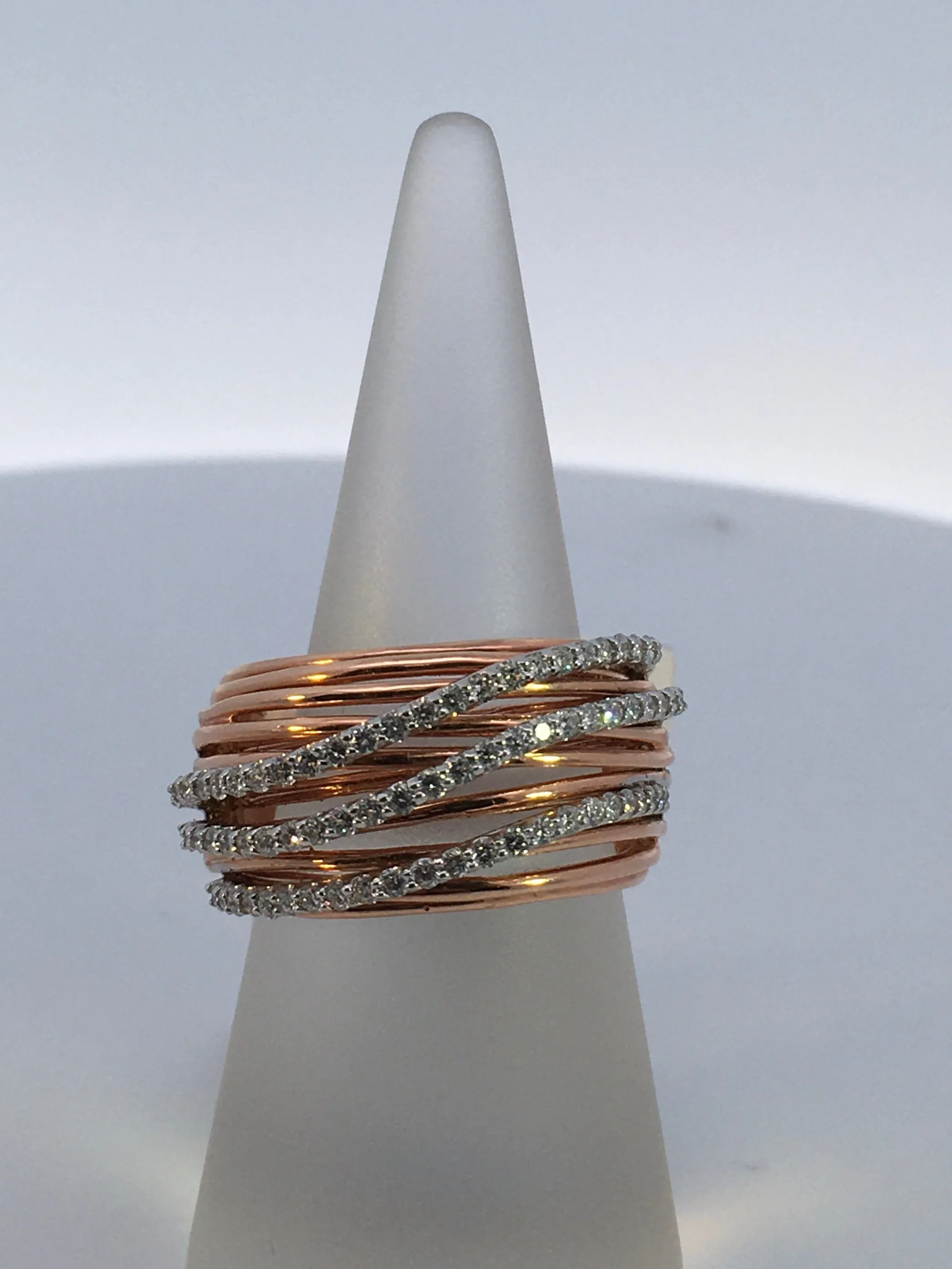 14K Rose Gold 0.72ct. Diamond Multi- Strand Fashion Ring