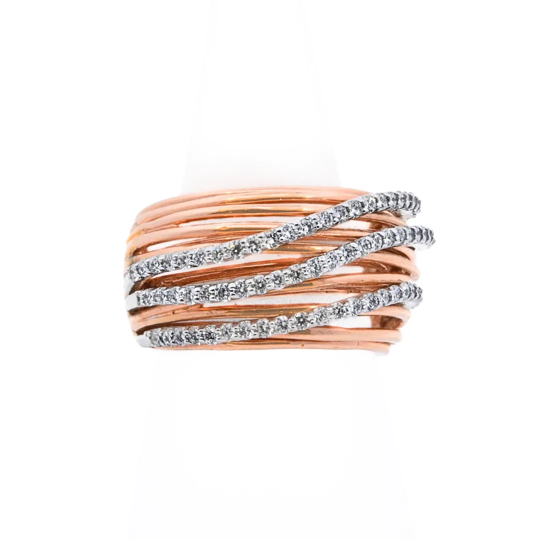 14K Rose Gold 0.72ct. Diamond Multi- Strand Fashion Ring