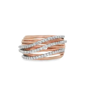 14K Rose Gold 0.72ct. Diamond Multi- Strand Fashion Ring