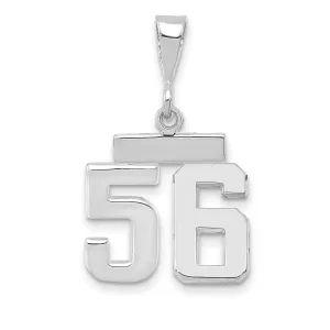 14k White Gold Polished Finish Small Size Number 56 Charm Pendant