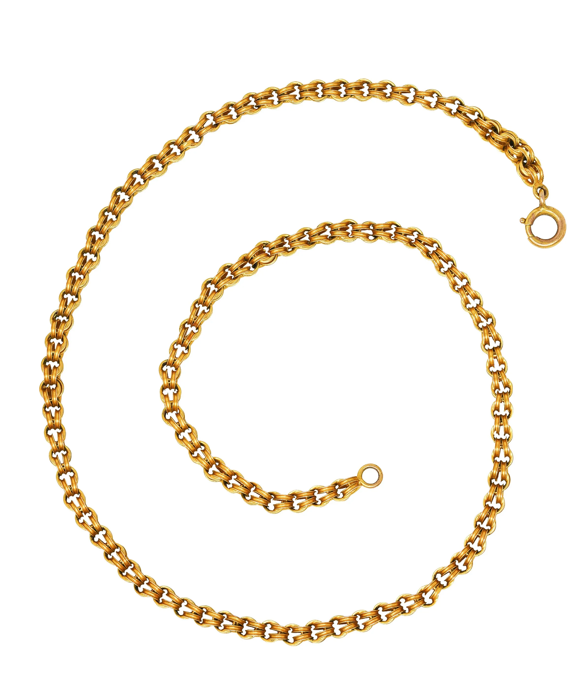 1880's Victorian 14 Karat Yellow Gold Link Chain Necklace