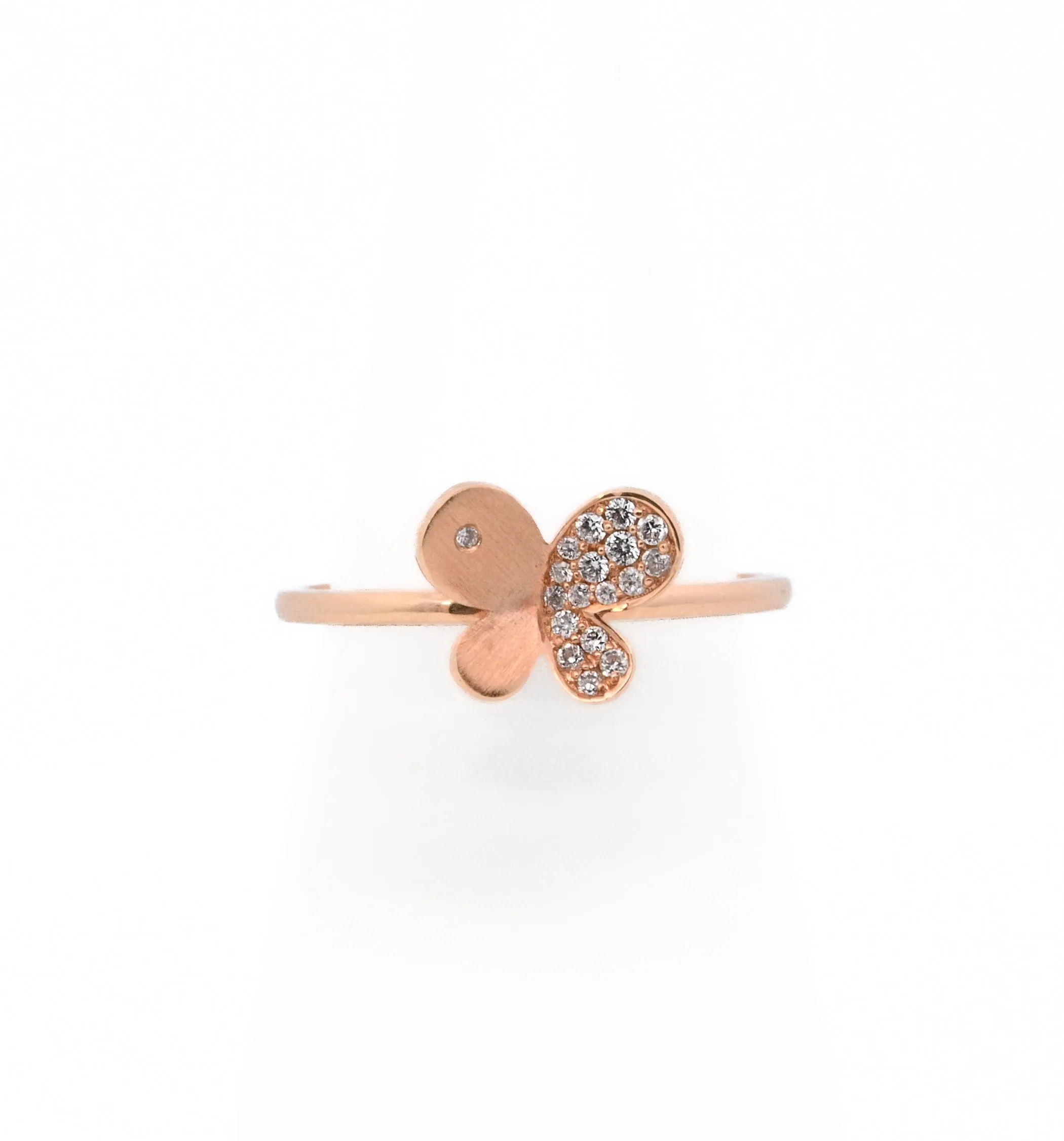 18K Rose Gold 0.09ct. Diamond Butterfly Fashion Ring