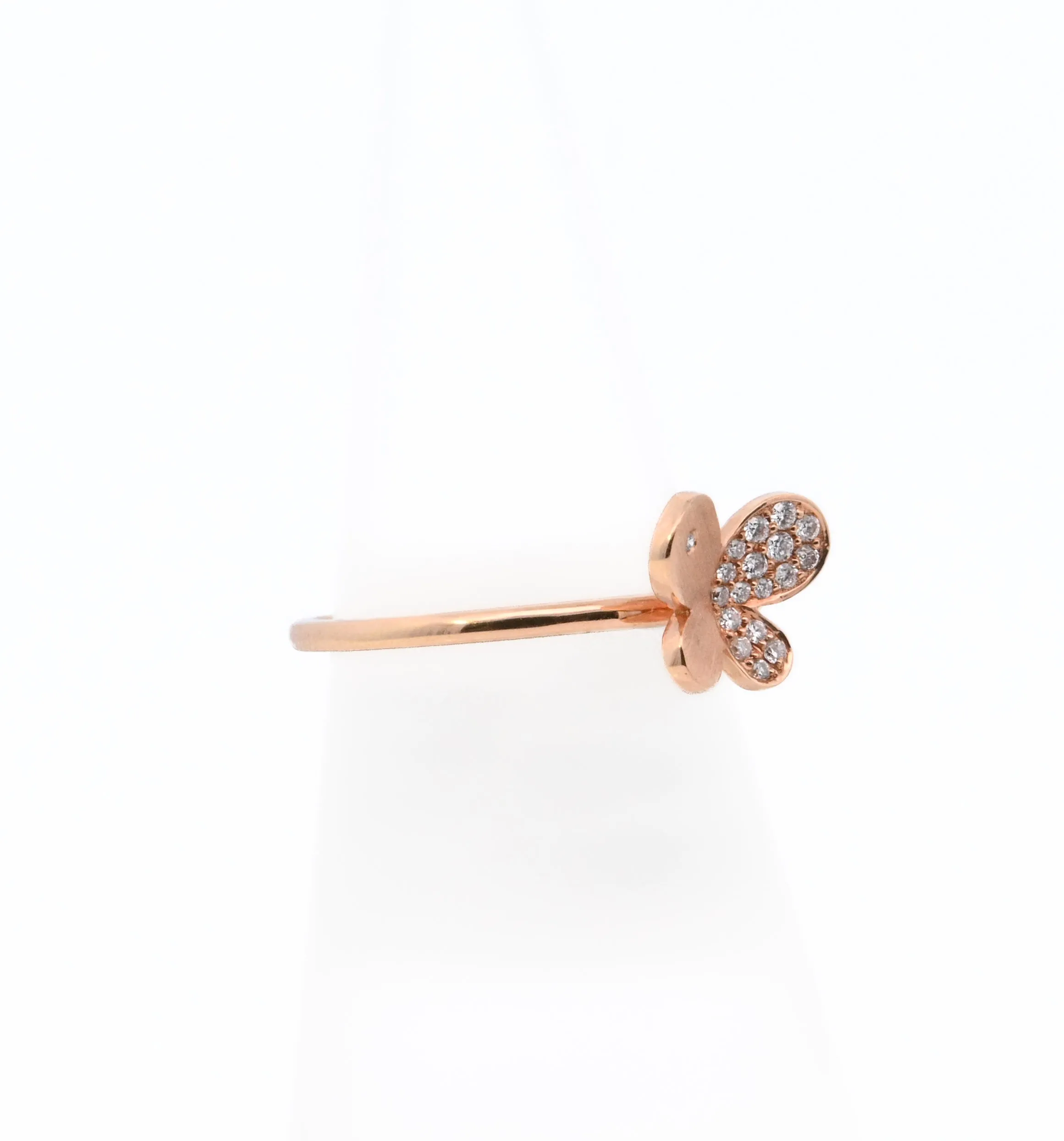 18K Rose Gold 0.09ct. Diamond Butterfly Fashion Ring