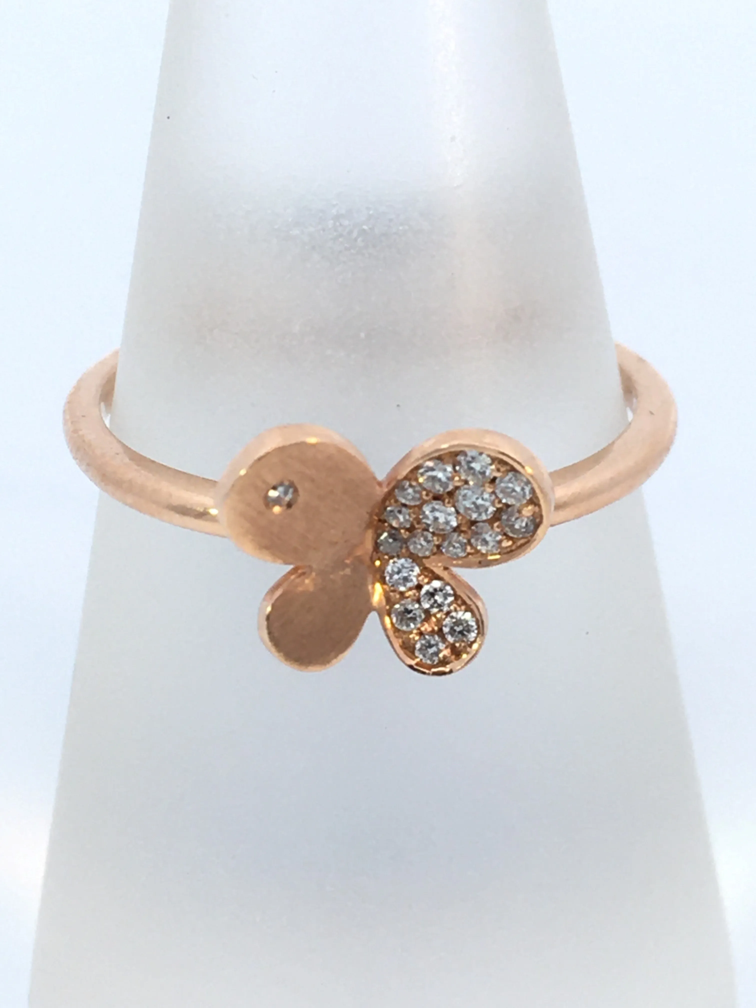 18K Rose Gold 0.09ct. Diamond Butterfly Fashion Ring