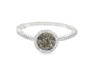 18K White Gold 0.50ct. Chocolate Diamond Halo Fashion Ring