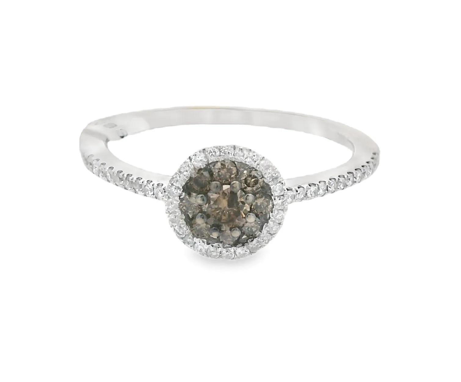 18K White Gold 0.50ct. Chocolate Diamond Halo Fashion Ring