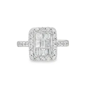 18K White Gold 1.09ct. Baguette- Cut Diamond Fashion Ring