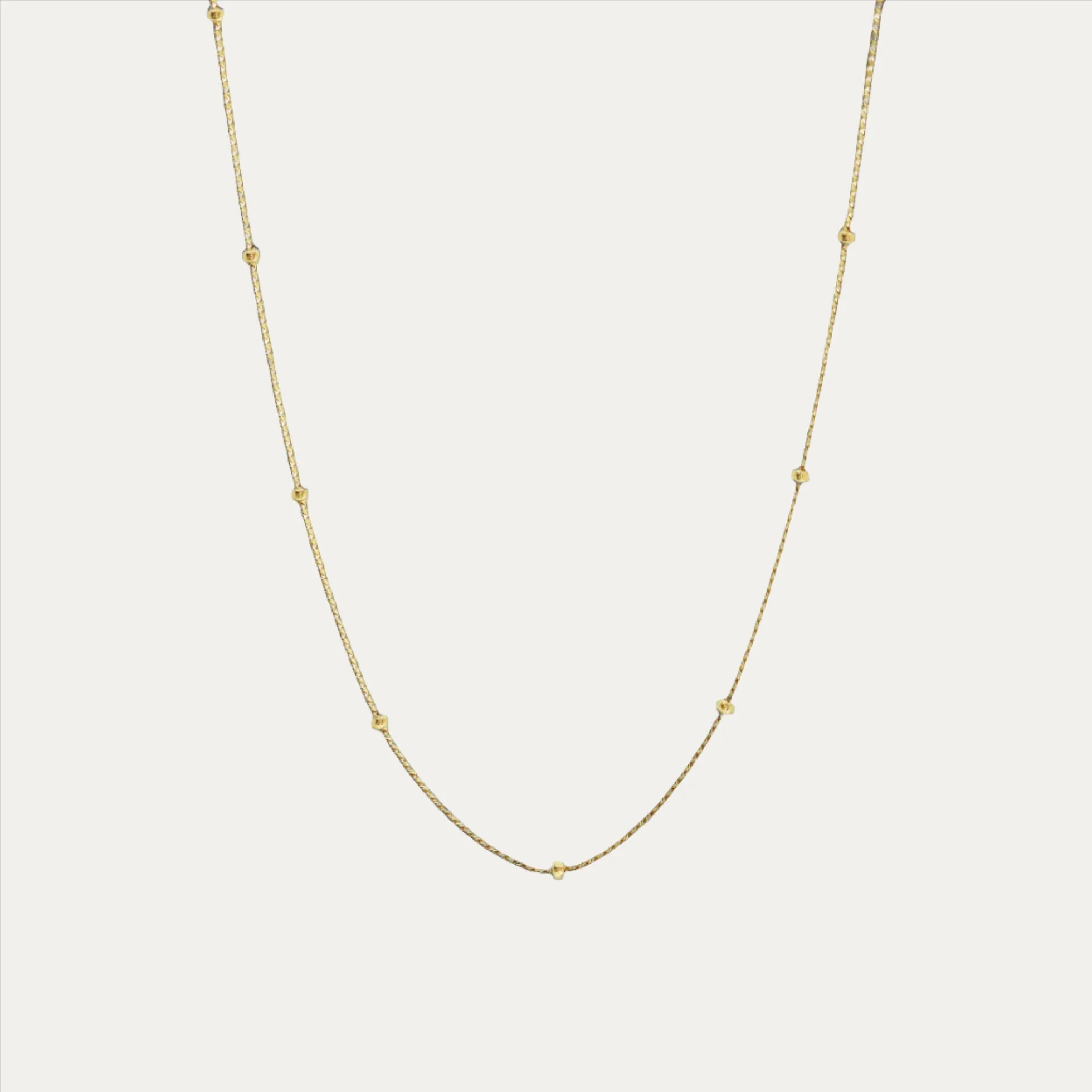 18k Yellow Gold Beaded Adjustable Necklace