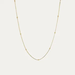 18k Yellow Gold Beaded Adjustable Necklace