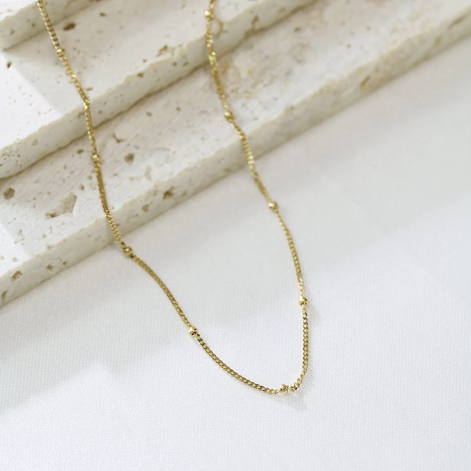 18k Yellow Gold Beaded Adjustable Necklace