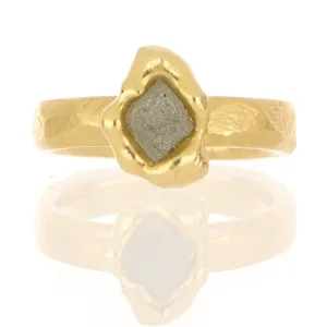 18k Yellow Gold Rough Diamond Men's Fashion Ring