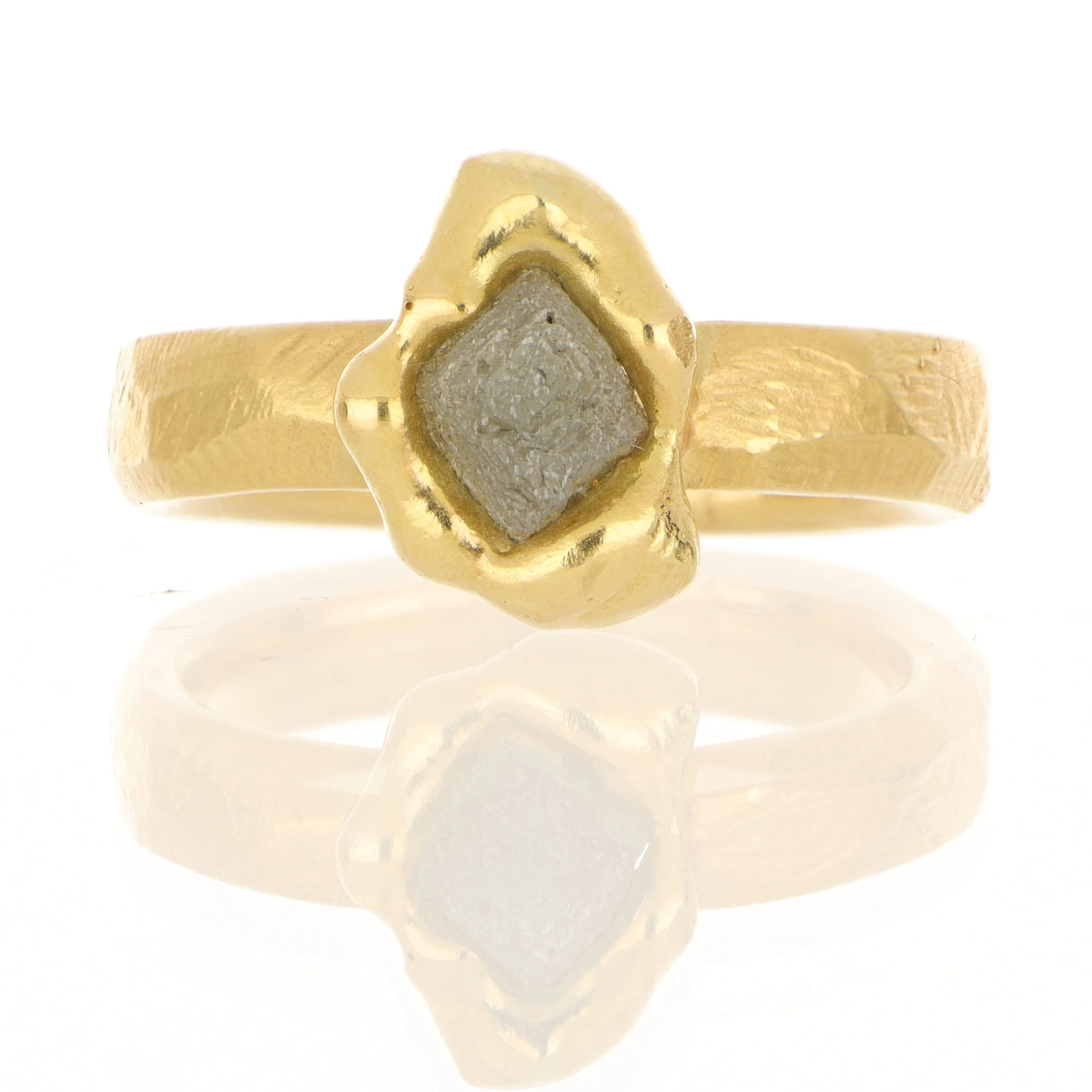 18k Yellow Gold Rough Diamond Men's Fashion Ring