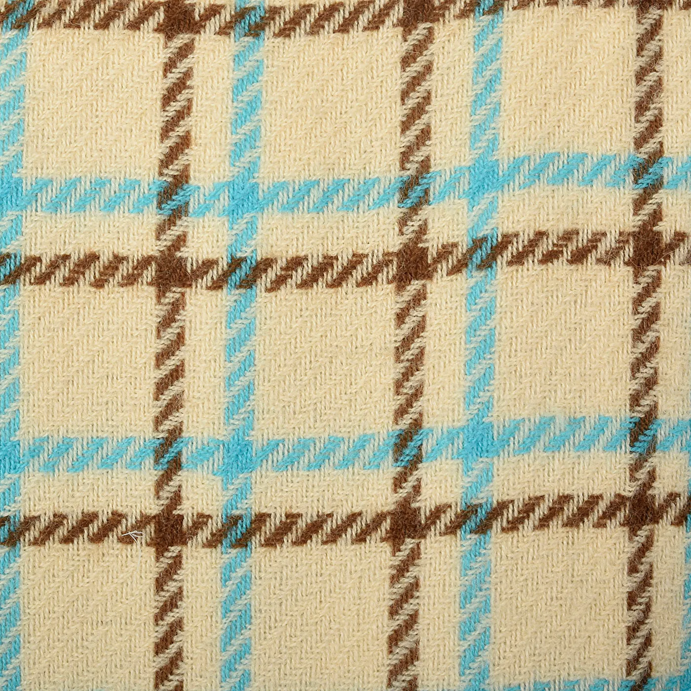 1960s Cream Plaid Coat Brown & Teal