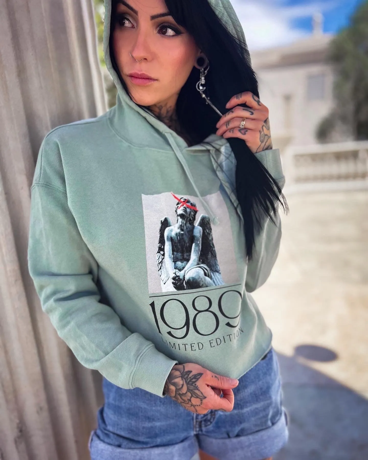 1989 Angel Cropped Hooded Sweatshirt