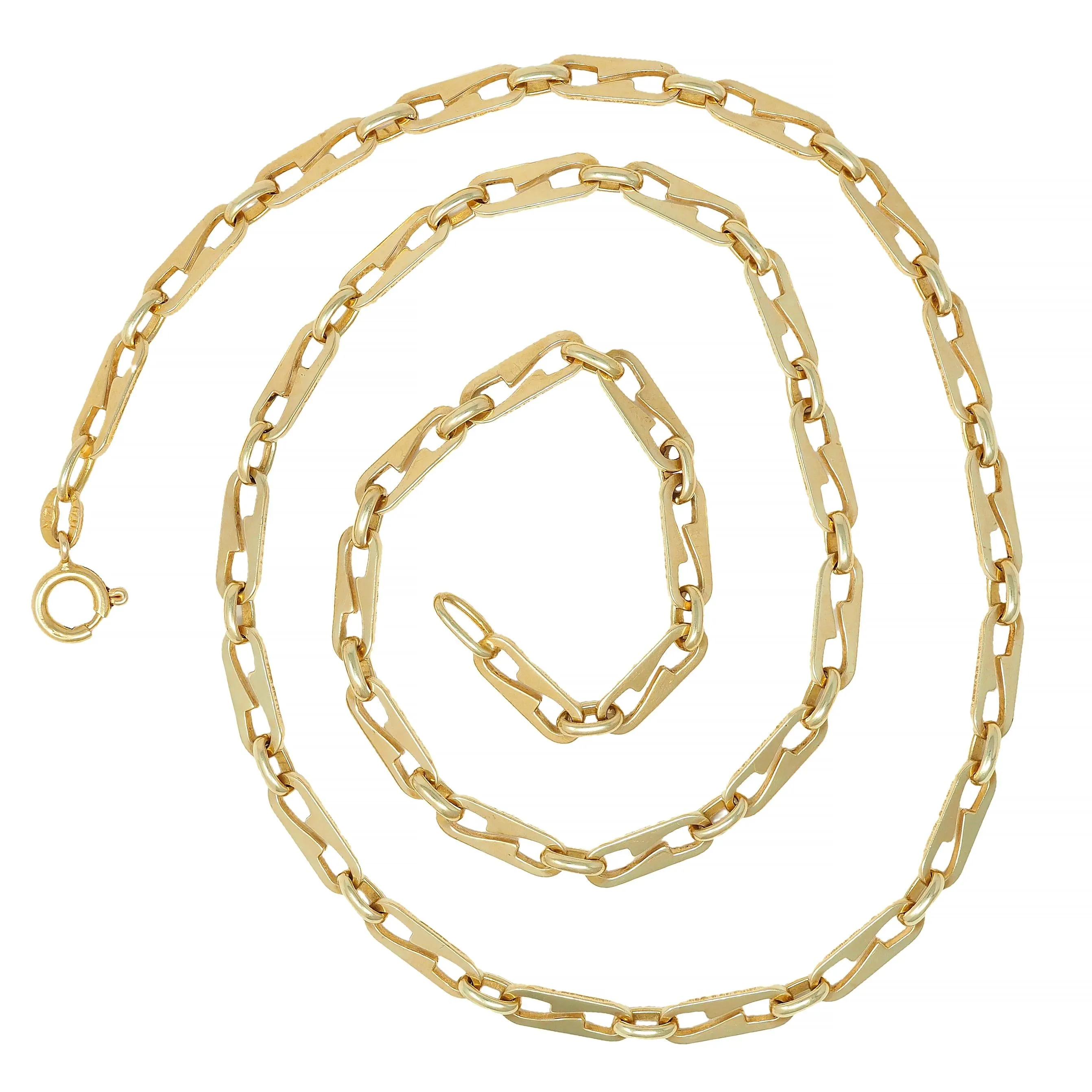 1990's 14 Karat Yellow Gold Vintage Fancy Paperclip Chain Link Unisex Necklace