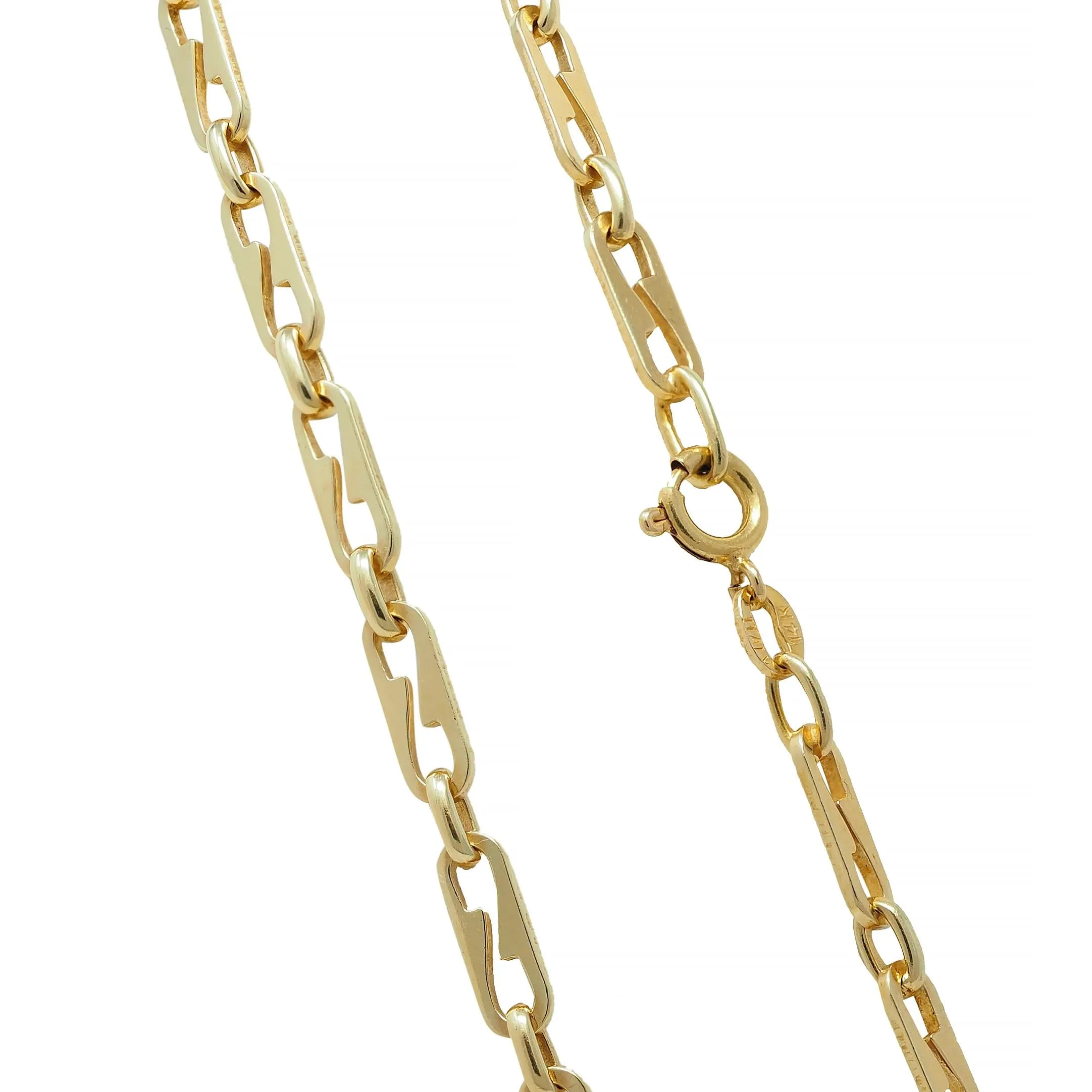 1990's 14 Karat Yellow Gold Vintage Fancy Paperclip Chain Link Unisex Necklace