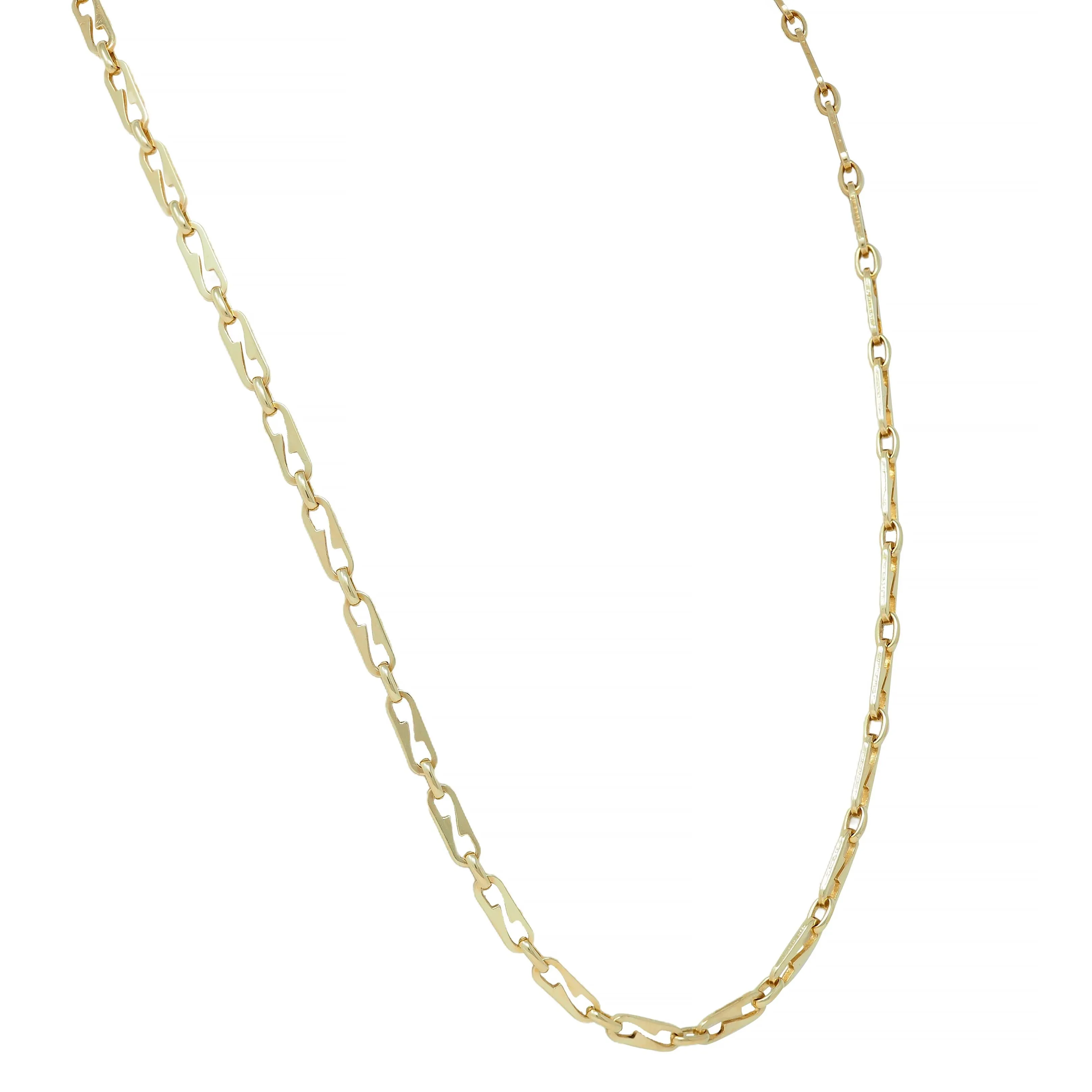 1990's 14 Karat Yellow Gold Vintage Fancy Paperclip Chain Link Unisex Necklace