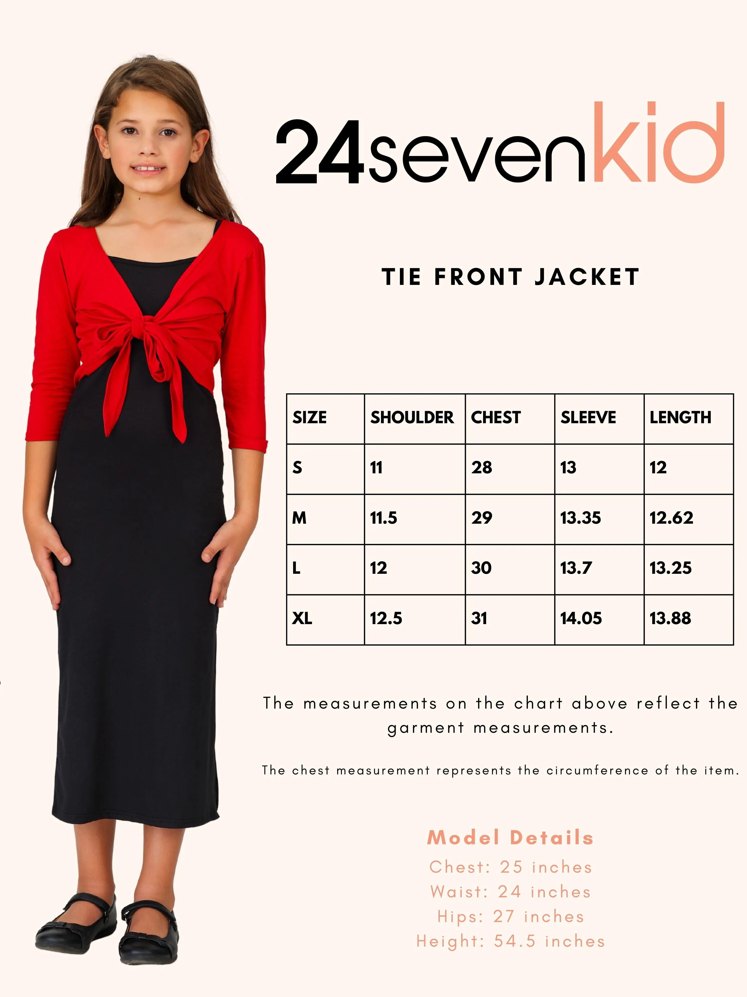 24seven Comfort Apparel Girls Tie Front Cropped Cardigan Shrug