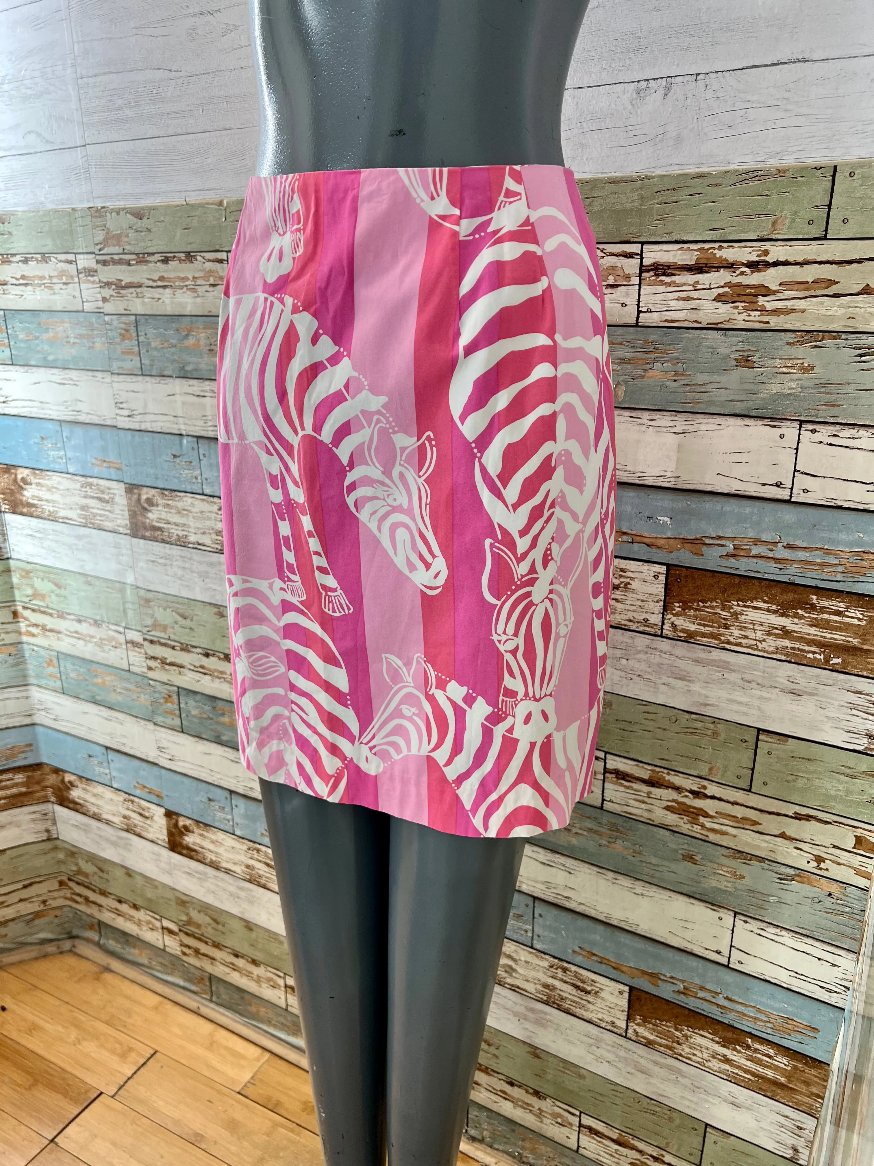 90’s Pink & White Zebra Print Skirt By Lilly Pulitzer