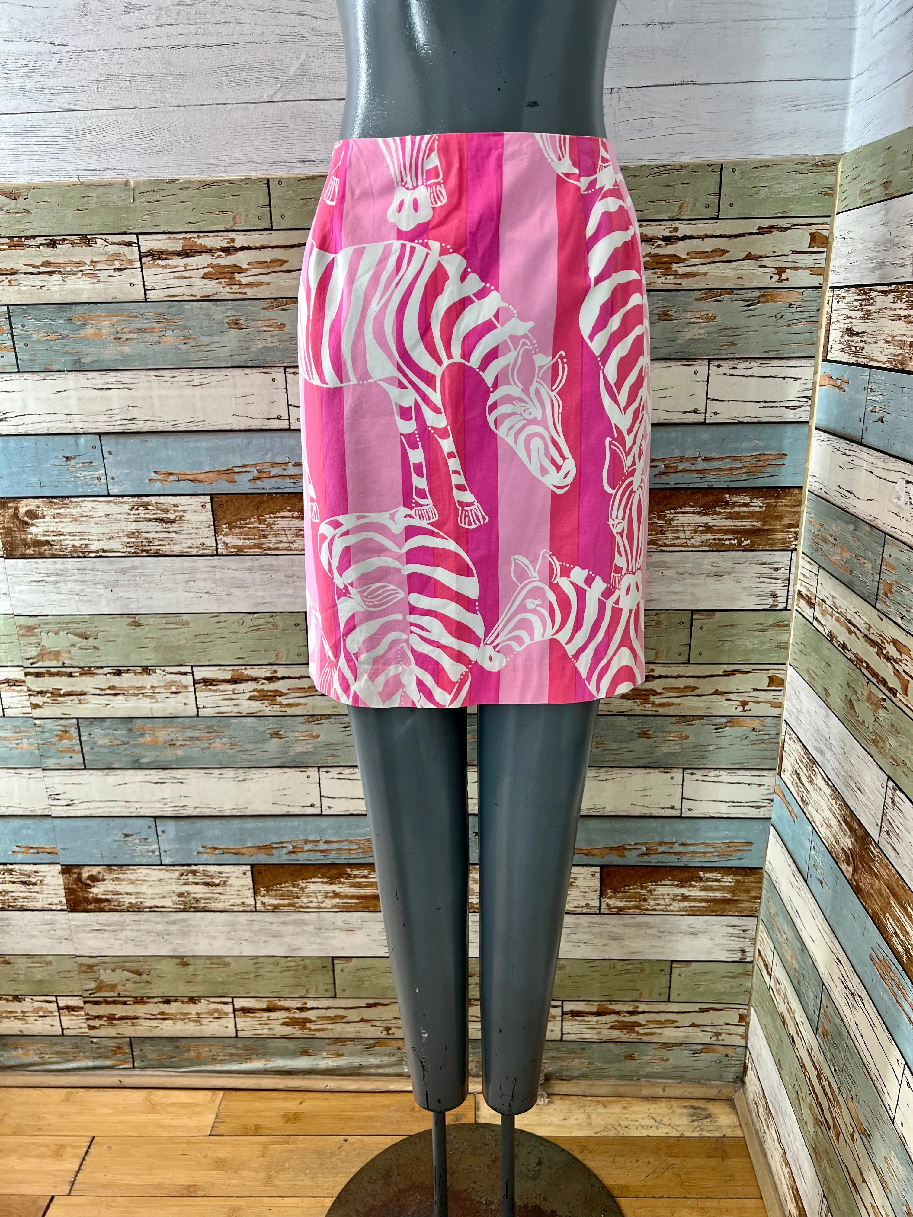 90’s Pink & White Zebra Print Skirt By Lilly Pulitzer