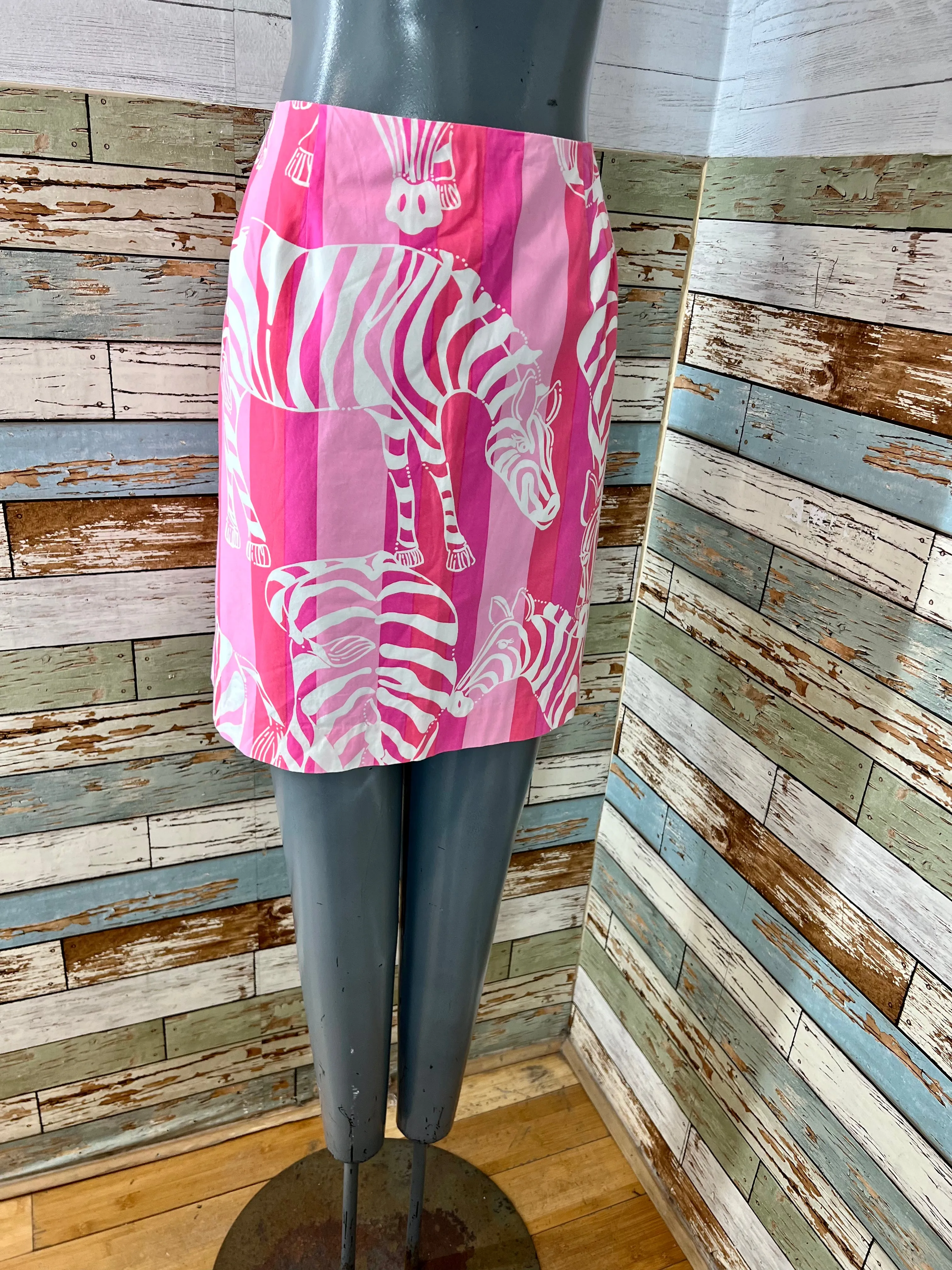 90’s Pink & White Zebra Print Skirt By Lilly Pulitzer