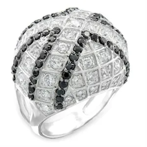 925 Sterling Silver Ring AAA GRD CZ Jet 50518 for Women Style Rhodium