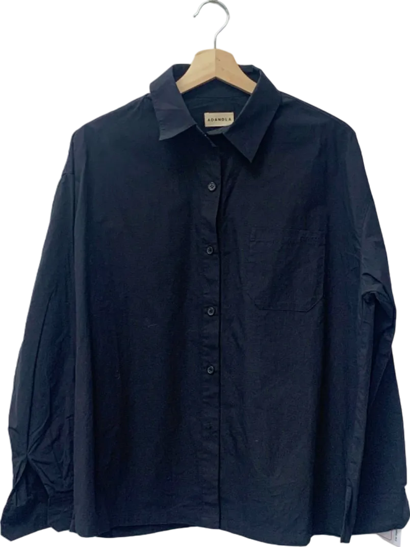 Adanola Black Organic Cotton Button-Up Shirt UK S