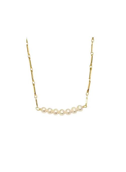 Adriana Dainty Pearl link Necklace Gold