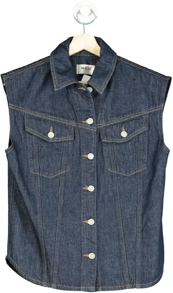 AGOLDE Blue Denim Sleeveless Jacket XS