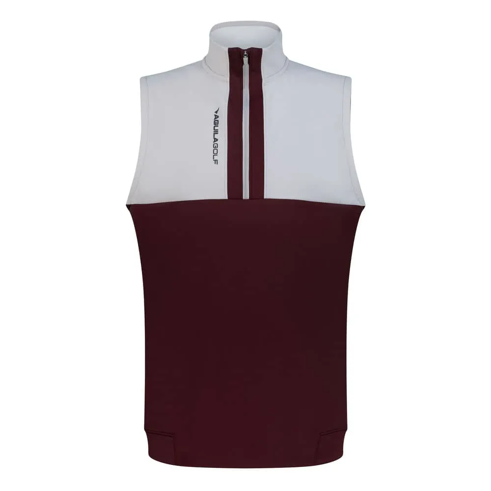 Aguila Golf Sleeveless Half-Zip Vest – Burgundy & White Design