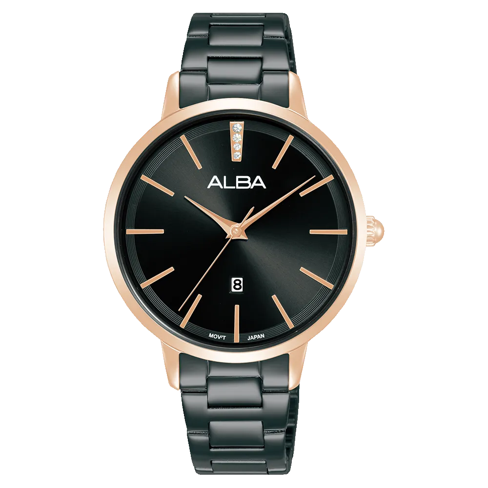 Alba Fashion Analogue Stainless Steel Black Dial Watch AH7CC4X