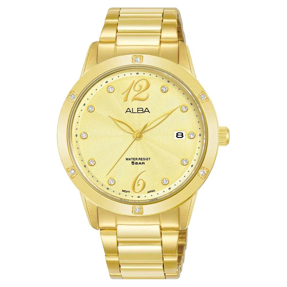 Alba Fashion Gold Stainless Steel Gold Dial Watch AG8N02X