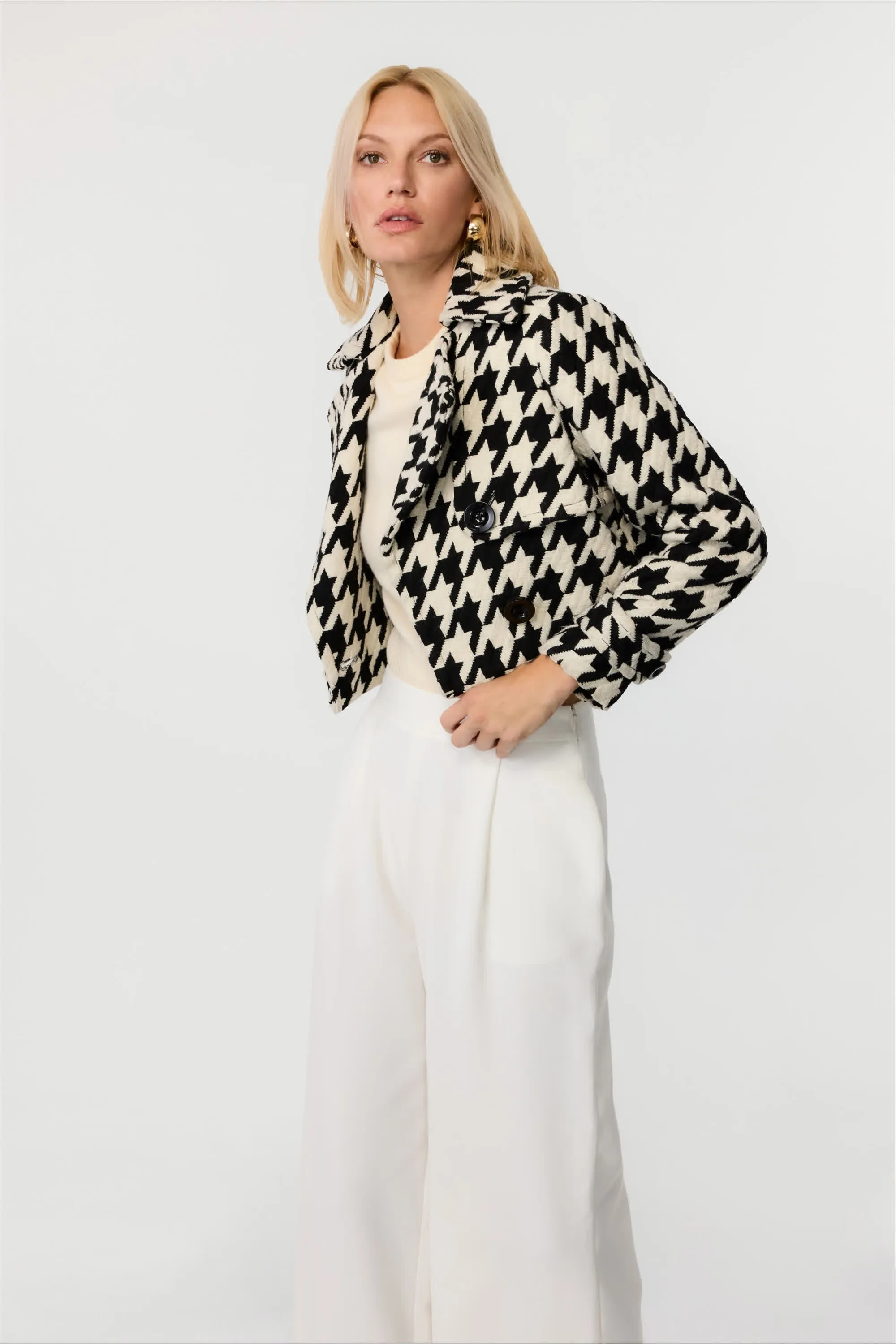 Ally Houndstooth Cropped Jacket