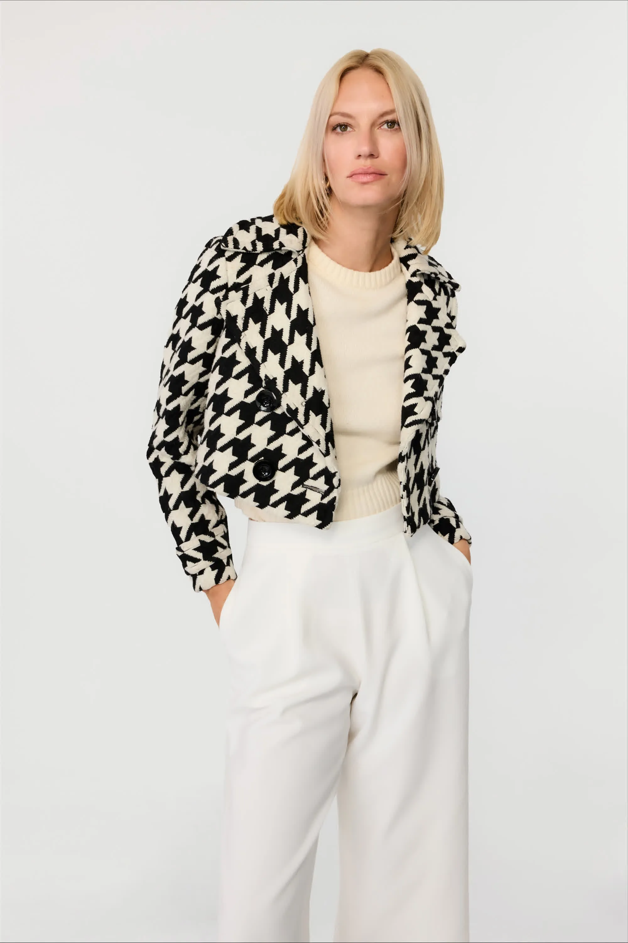 Ally Houndstooth Cropped Jacket