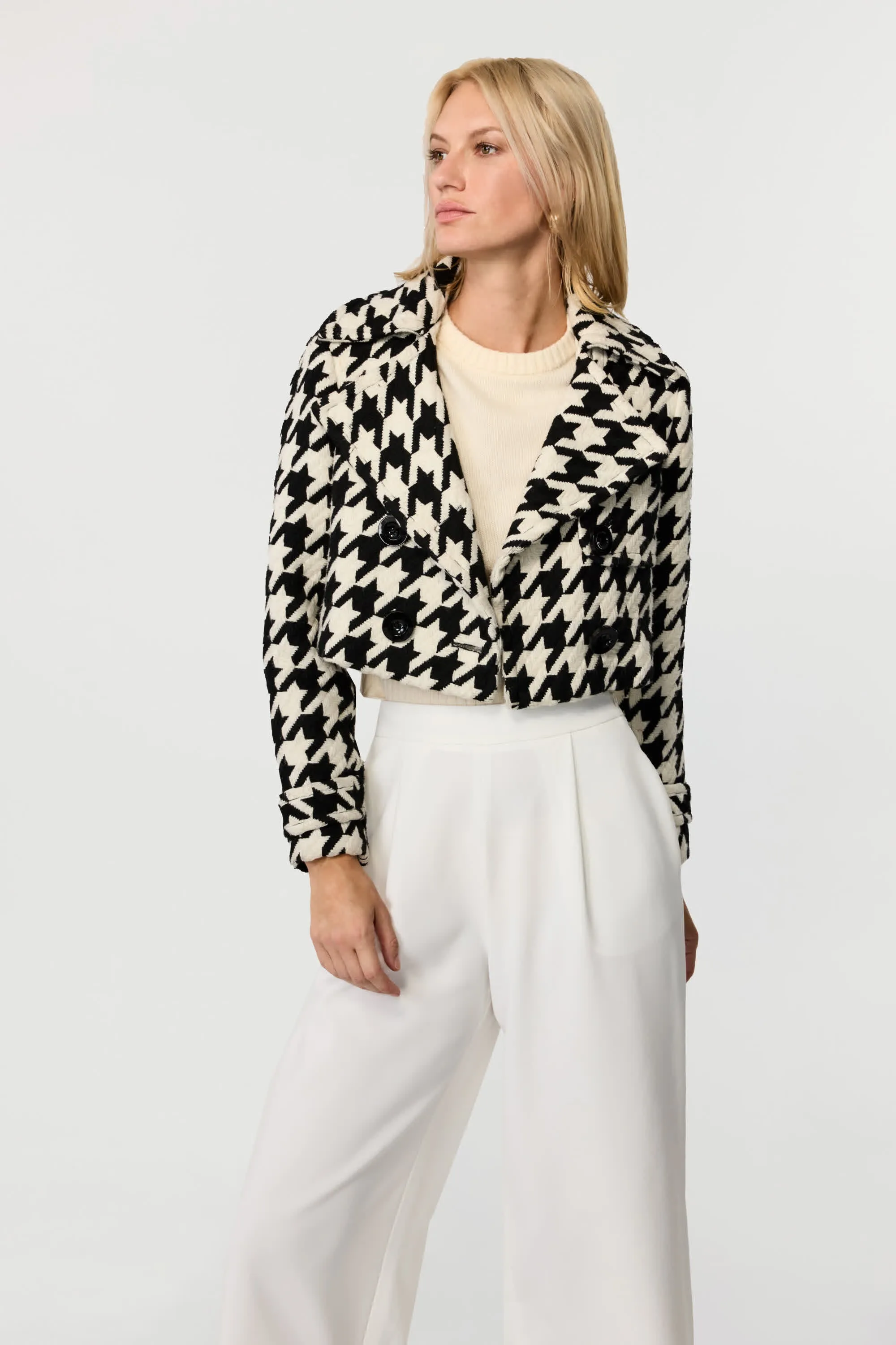 Ally Houndstooth Cropped Jacket