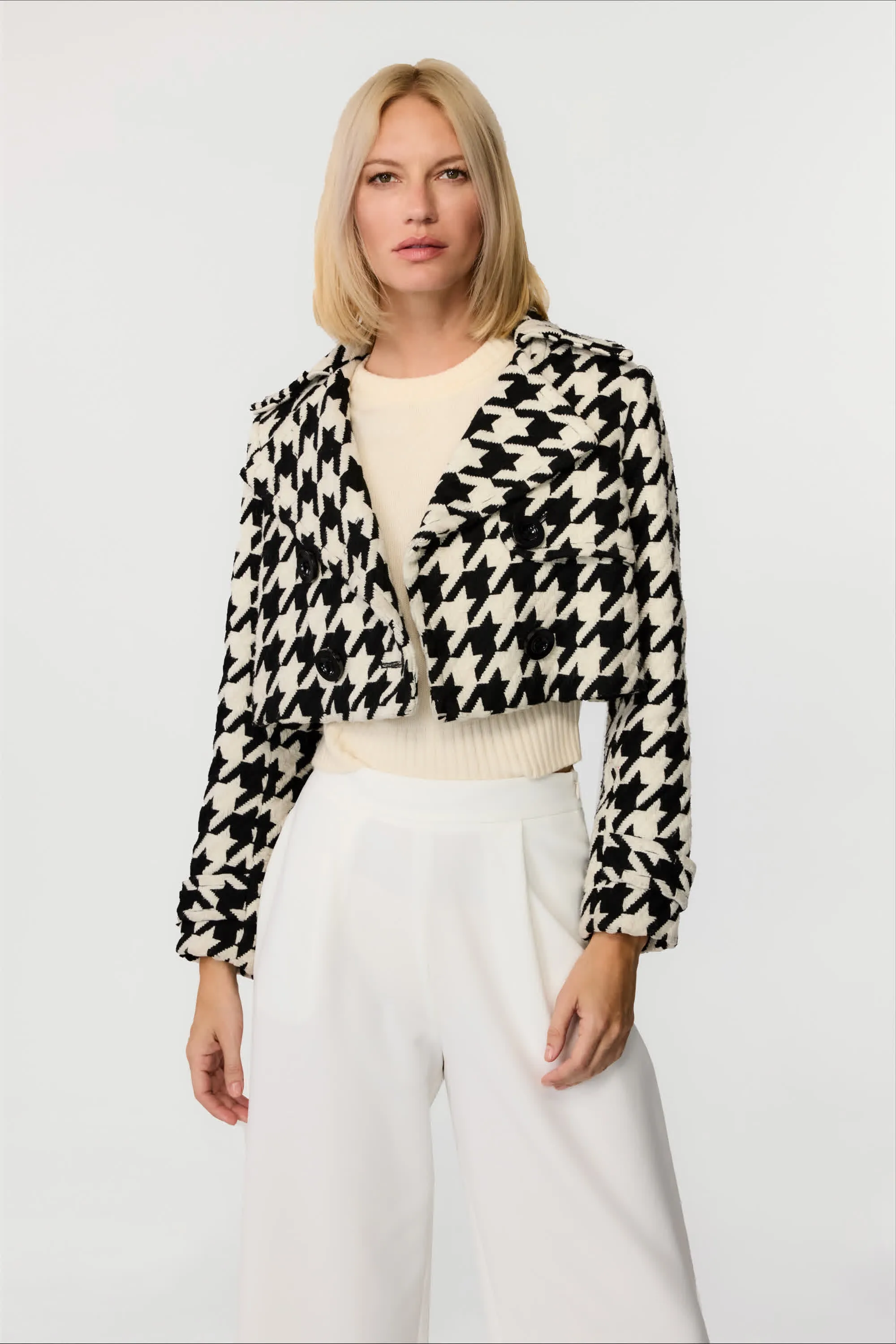 Ally Houndstooth Cropped Jacket