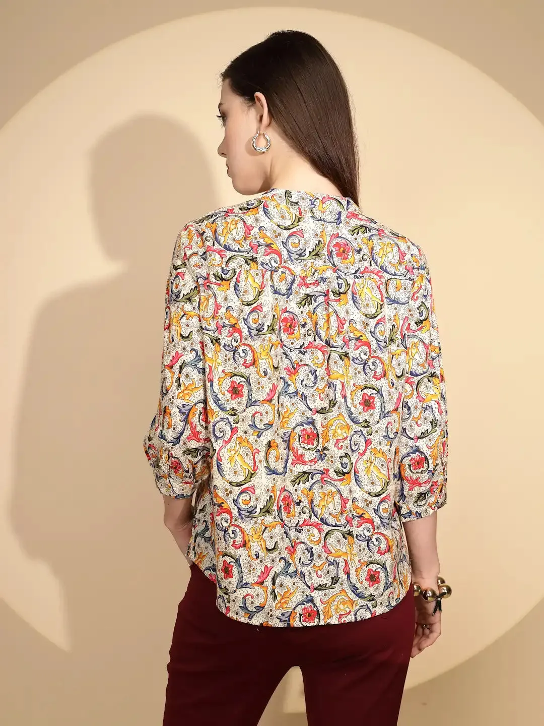 Angel Print Cotton Regular Fit Blouson Top For Women