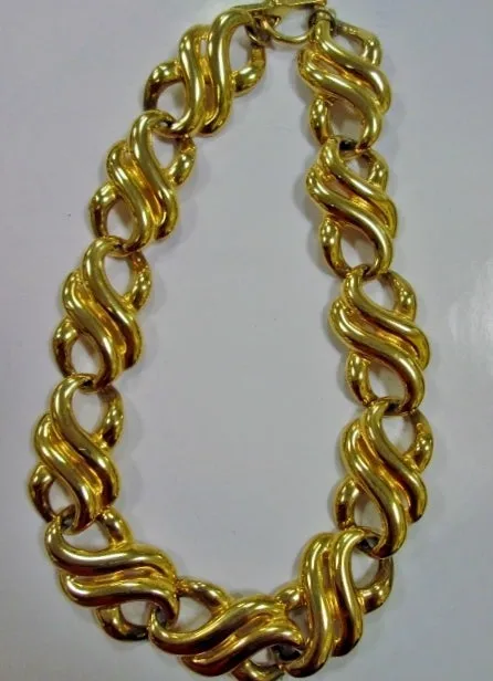 ANNE KLEIN LION Thick GOLDTONE Chainlink CHOKER Necklace Collar Jewelry Statement Swirly Glam