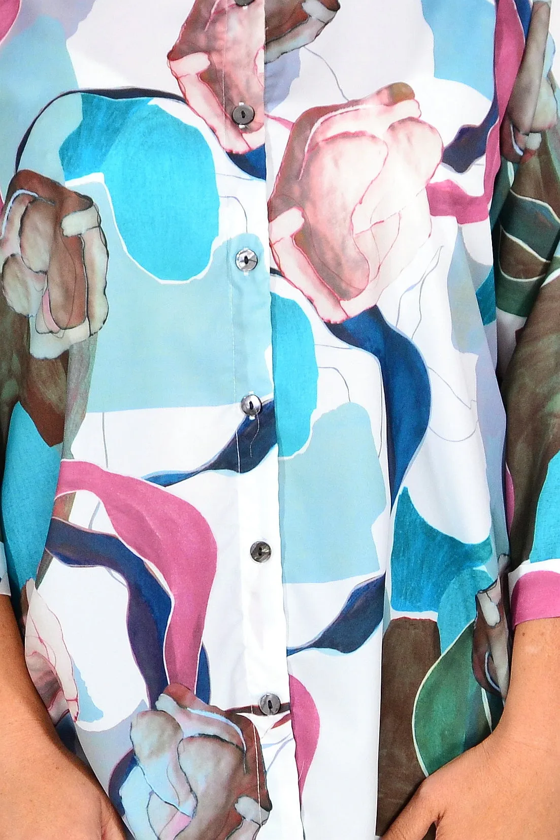 Aqua Artwork Swirls Tunic Shirt