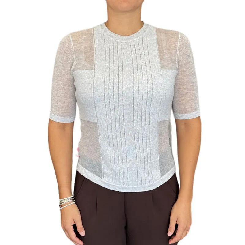 Autumn Cashmere S/S Mesh Top - Platinum