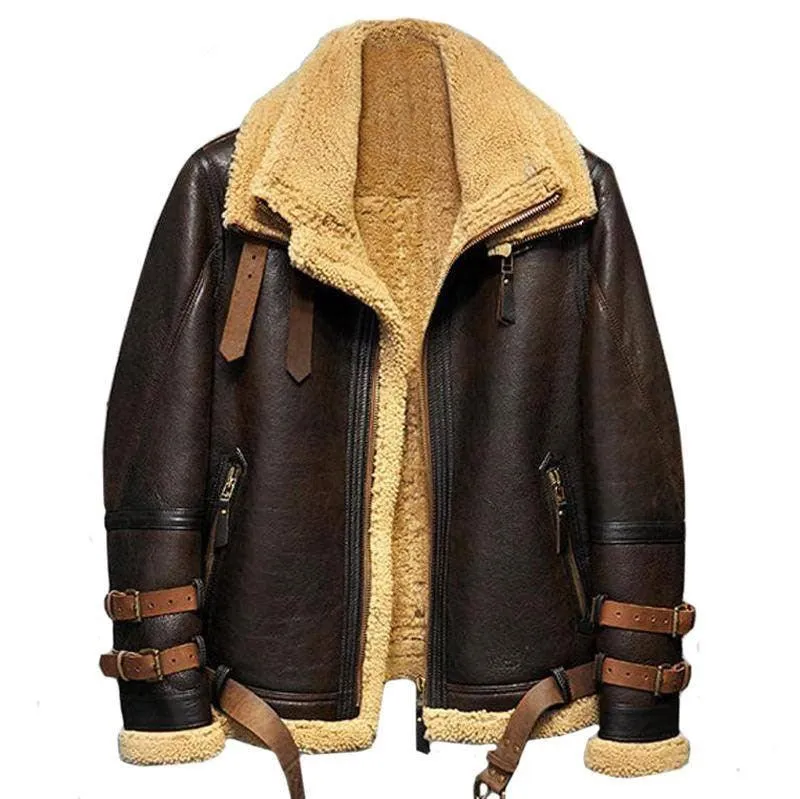 B3 Aviator Sheepskin Fur Leather Jacket