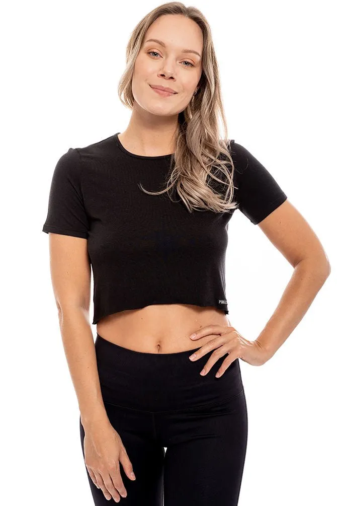 Bamboo Short Sleeve Crop T Shirt