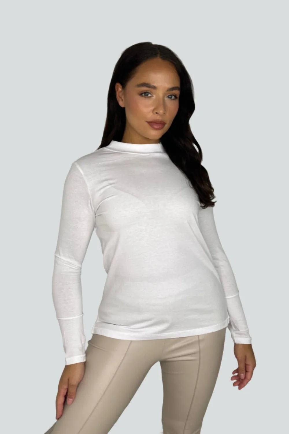 Basic Long Sleeve Cotton Turtleneck Top