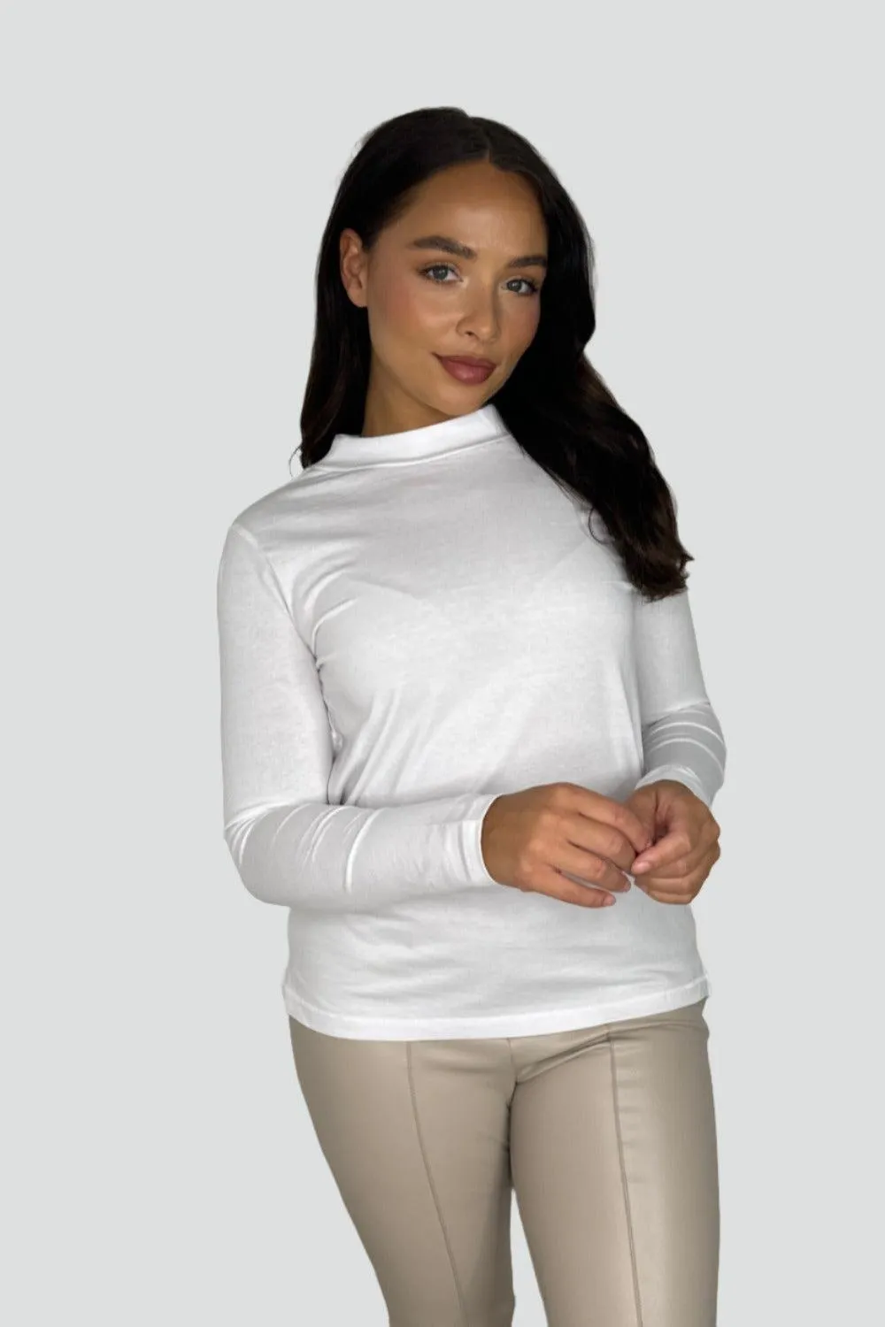 Basic Long Sleeve Cotton Turtleneck Top