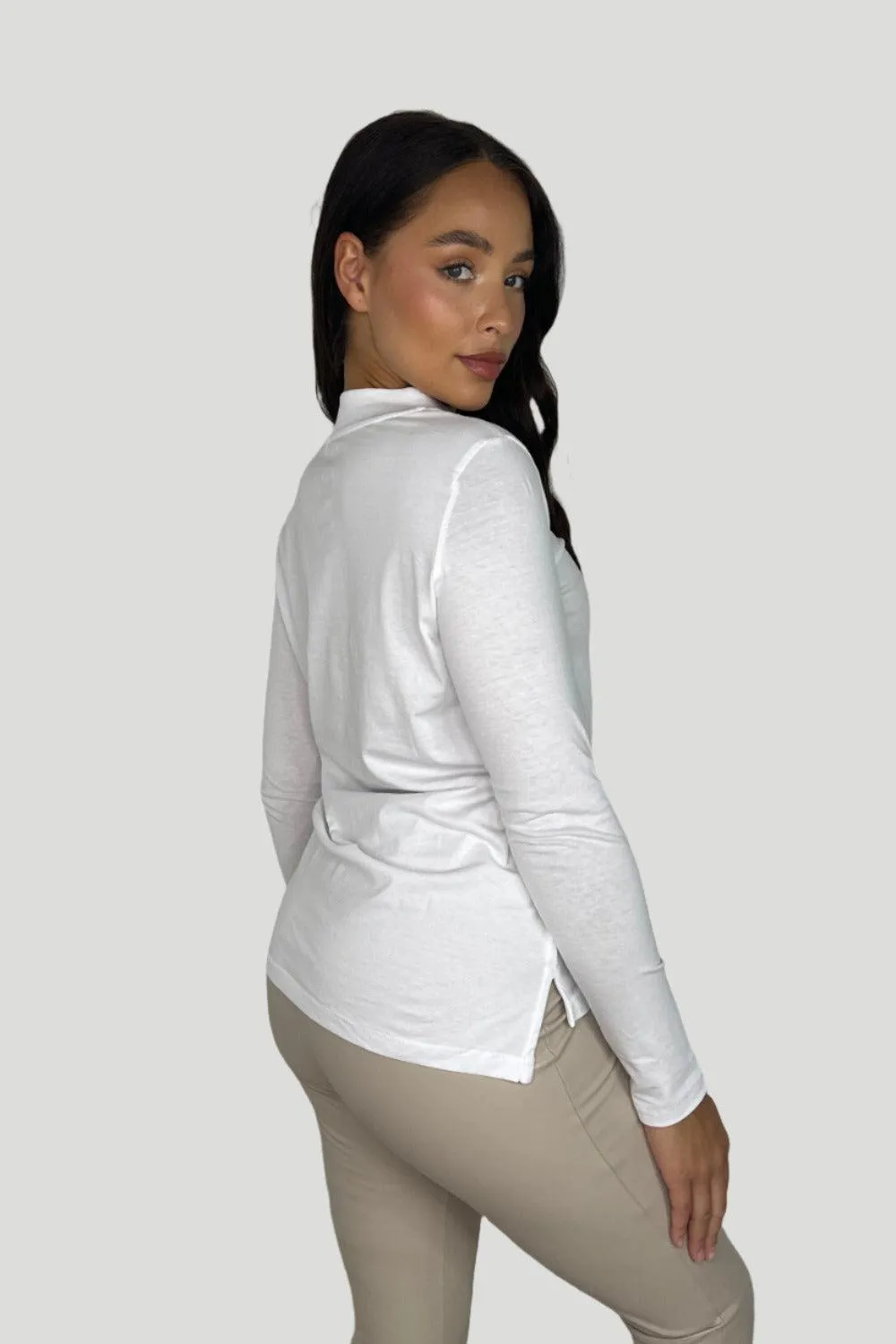 Basic Long Sleeve Cotton Turtleneck Top